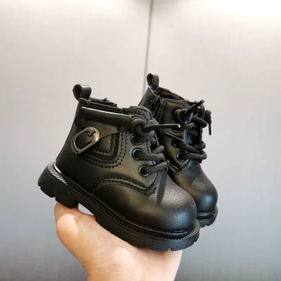 Warm Fur Baby Boots Autumn Winter Little Kids Soft PU Leather Boots Infant Newborn Outdoor Shoes Toddler Boy Girl Boots for Baby