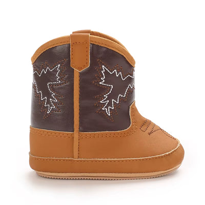 Boys and Girls Baby Boots Soft Bottom Non-Slip Baby Foreign-Style Western Cowboy Leather Boots Baby Shoes